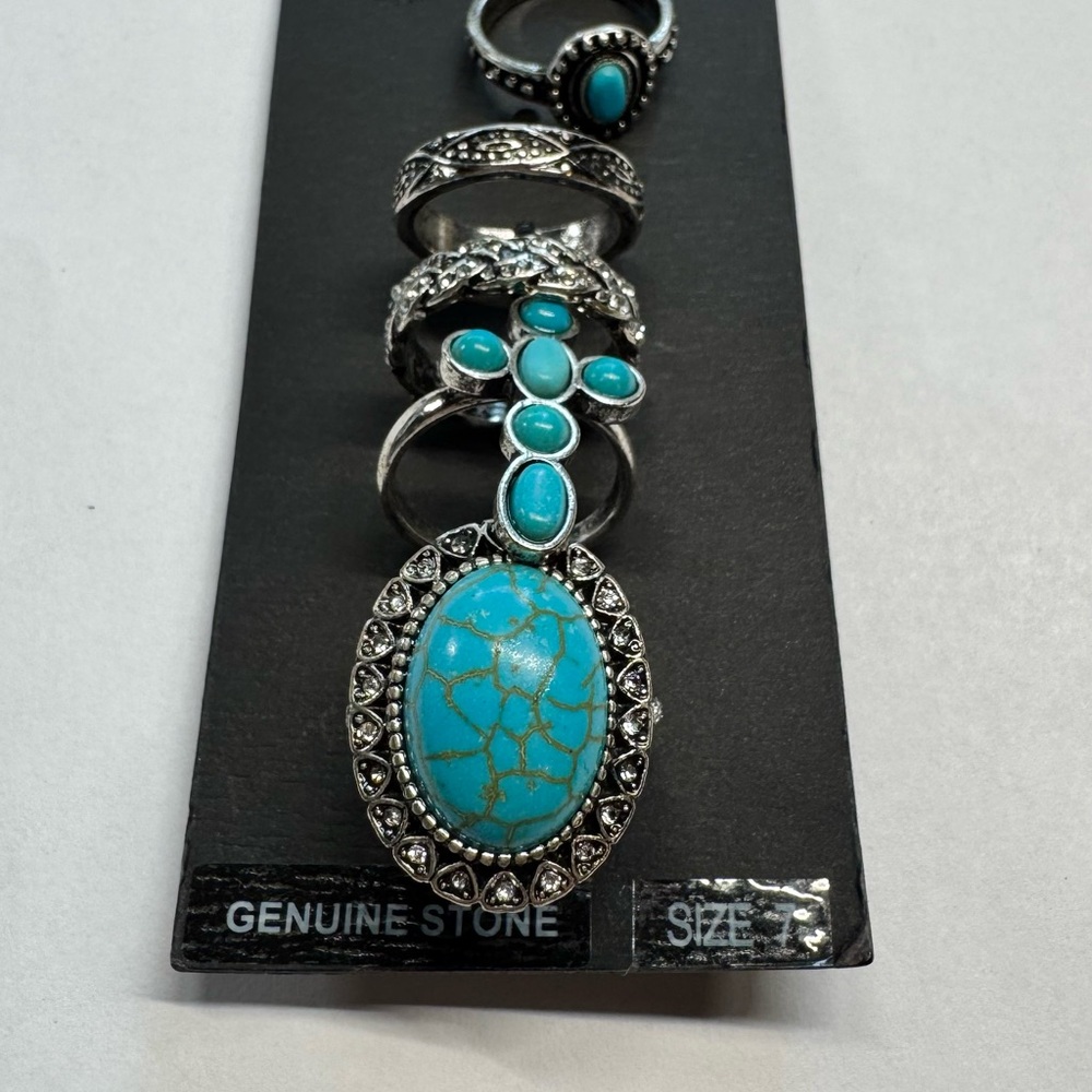 Shyanne Silver and Turquoise Ring Set